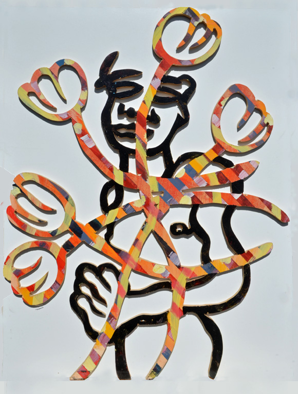 Martin von Ostrowski: Blumenmann, 1997, Holz, Lack, 80 x 60 x 1 cm