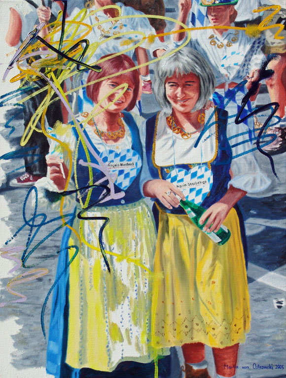 Martin von Ostrowski: Angela und Karin, 2005, Öl auf Leinwand, 60 x 80 cm