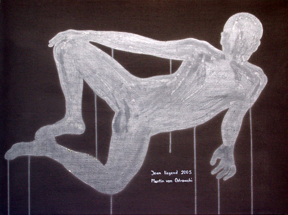 Martin von Ostrowski: Jean liegend, 2005, Sperma, Akryl auf Leinwand, 60 x 80 cm