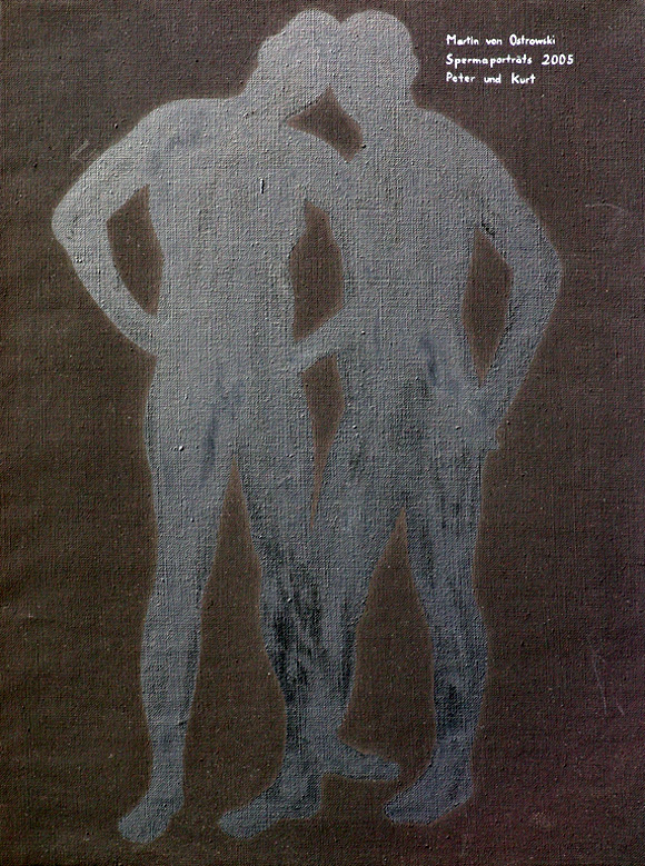 Martin von Ostrowski: Peter und Kurt, 2005, Sperma, Akryl auf Leinwand, 60 x 45 cm