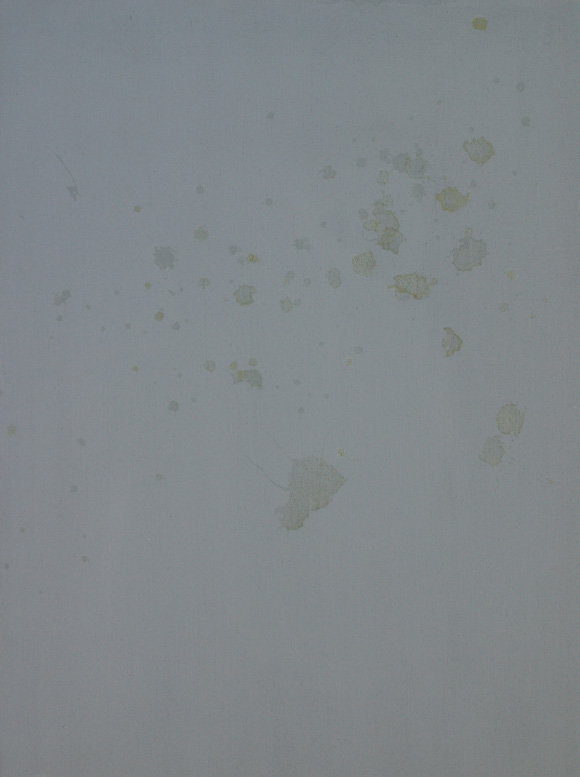 Martin von Ostrowski: Sperma auf graugrundiertem Nessel, 1988, Sperma, Akryl auf Leinwand, 80 x 60 cm